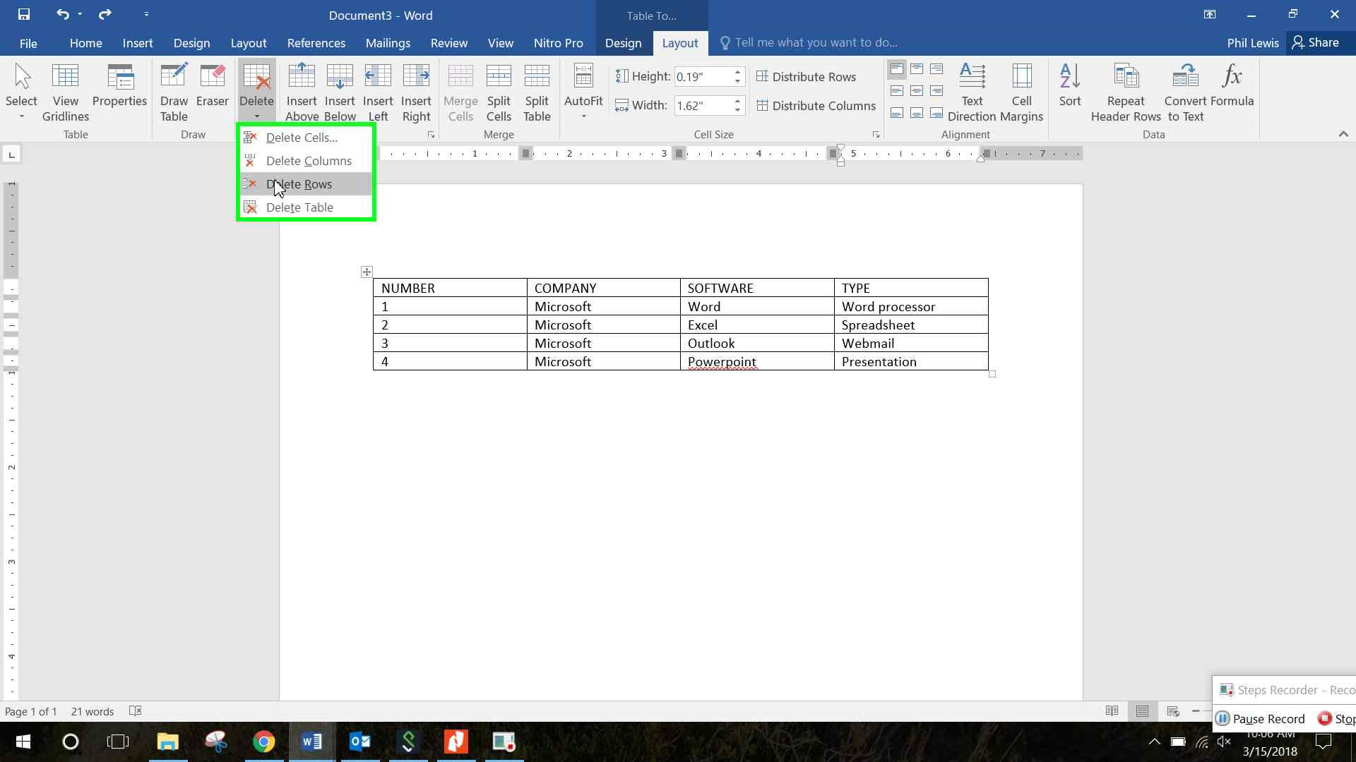 DELETE ROWS & COLUMNS – HOW TO BUILD AND EDIT TABLES IN MICROSOFT WORD